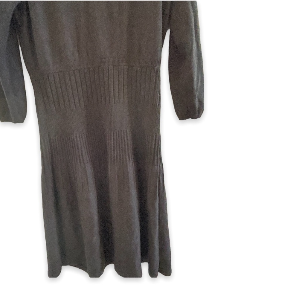 MARC NEW YORK ANDREW MARC Womans Black Cable Knit Scoop Neck Midi Dress Medium - Picture 6 of 13